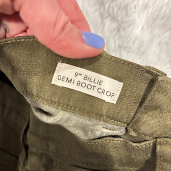 J. Crew Jeans 9" Billie Demi Boot Crop Olive Green Stretch Size 25 Style AQ781 - Picture 7 of 13
